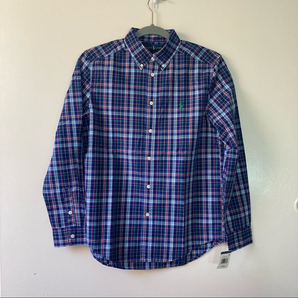 Kids Ralph Lauren • Blue Plaid Button Down Shirt